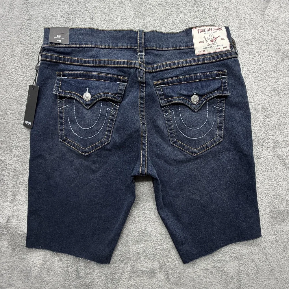 True Religion Shorts Mens Measured 38x11 Blue Denim Bermuda Ricky‎ Relazed